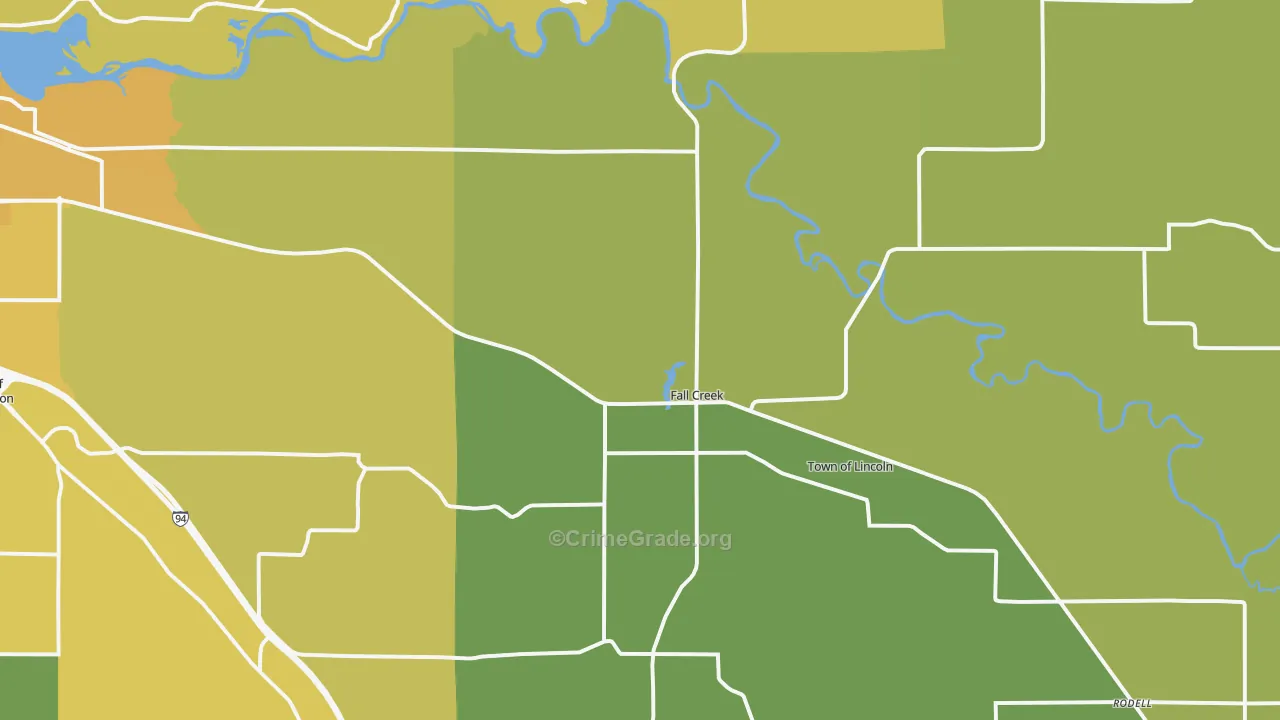 54742, WI Map of Vehicle Theft Rates