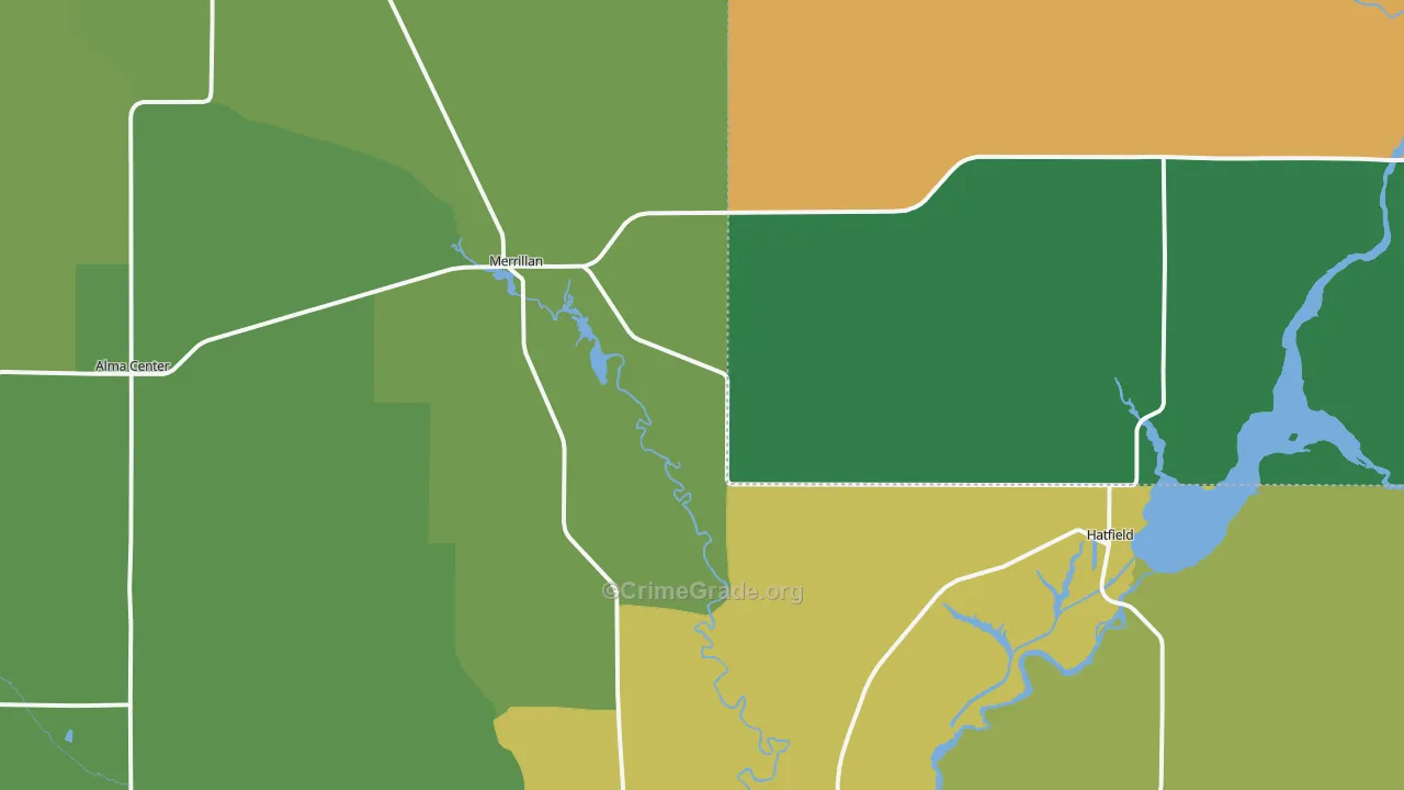 54754, WI Map of Vehicle Theft Rates