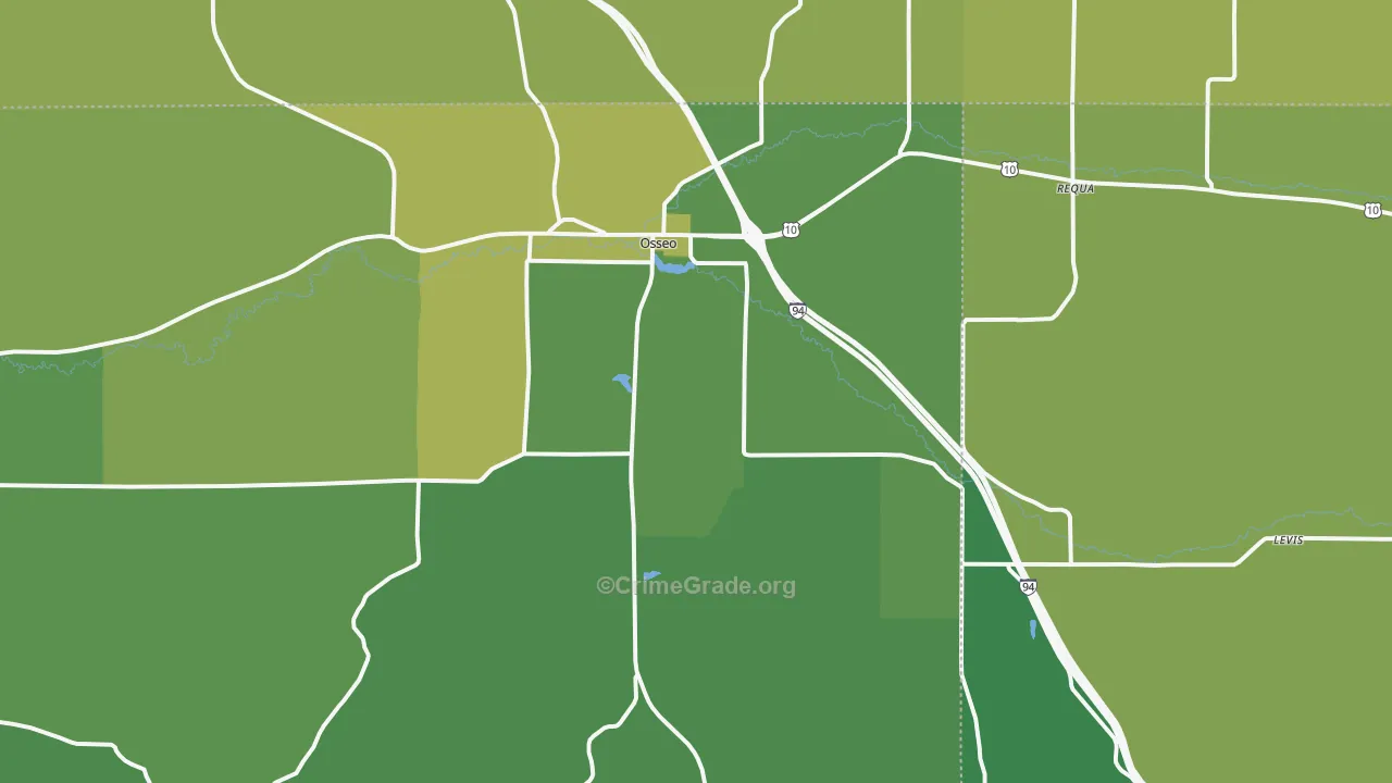 54758, WI Map of Vehicle Theft Rates
