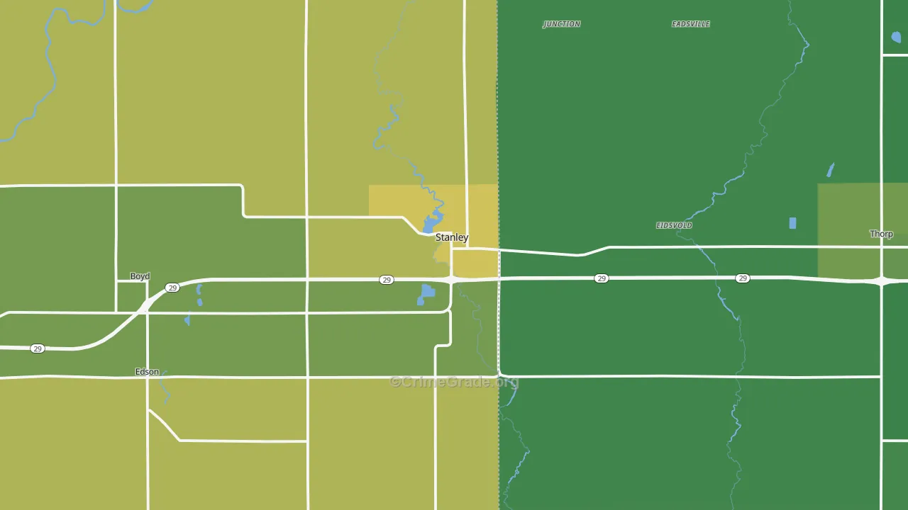 54768, WI Map of Vehicle Theft Rates