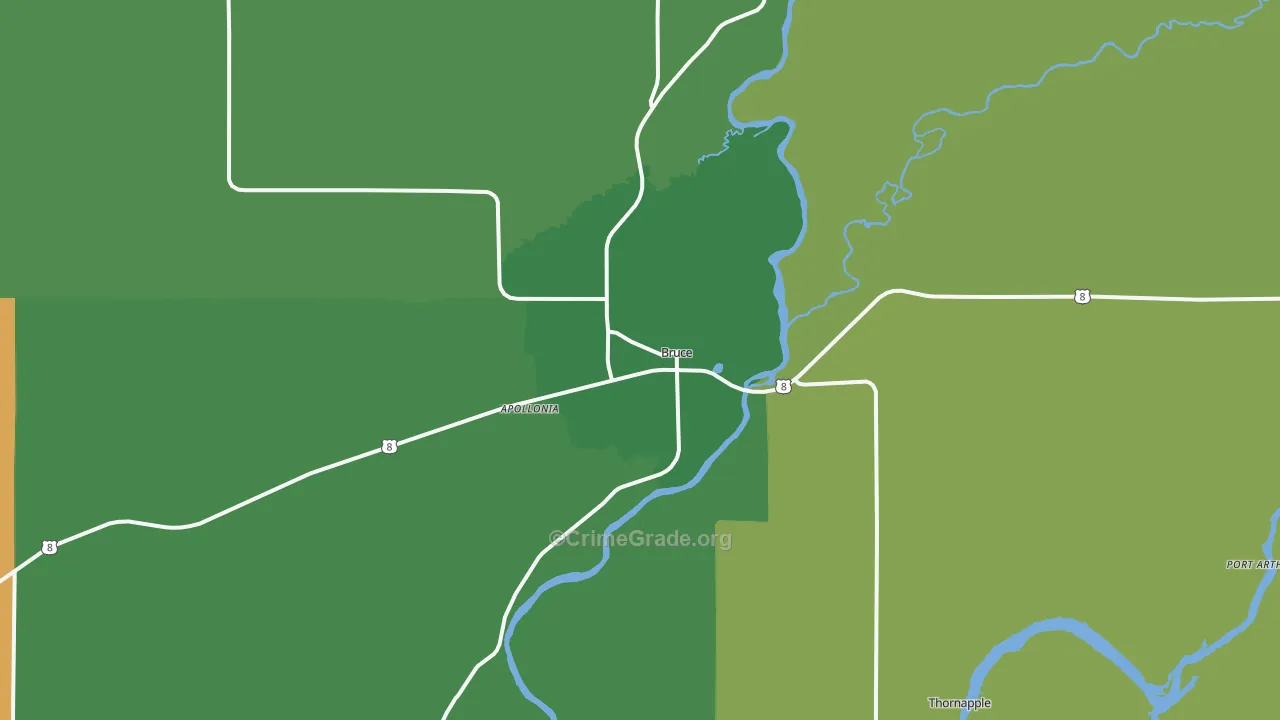 54819, WI Map of Vehicle Theft Rates