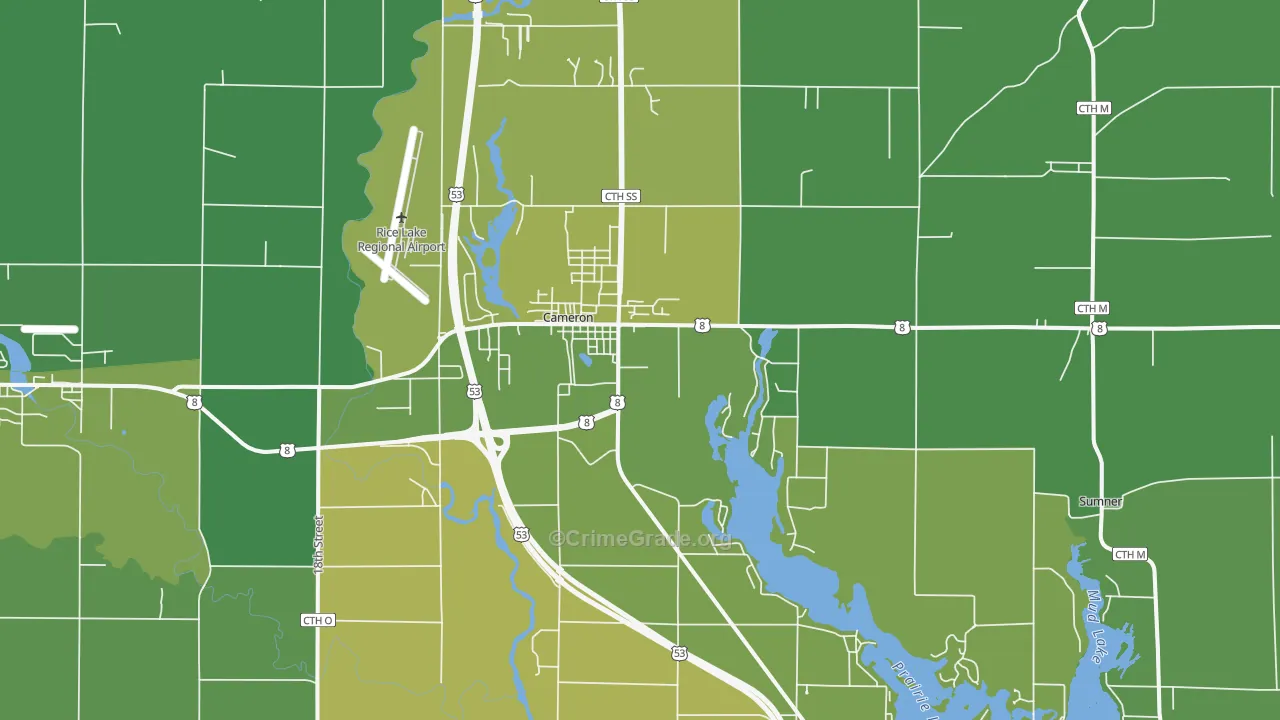 54822, WI Map of Vehicle Theft Rates