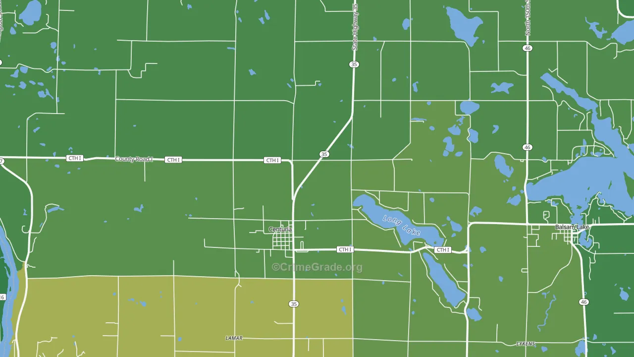 54824, WI Map of Vehicle Theft Rates