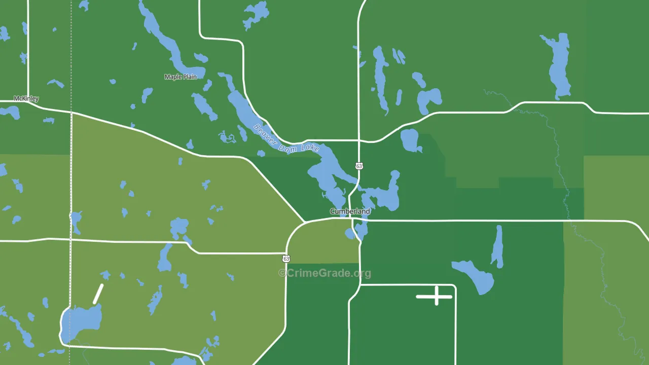 54829, WI Map of Vehicle Theft Rates