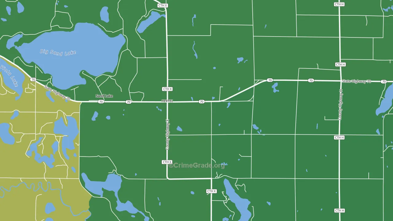 54845, WI Map of Vehicle Theft Rates