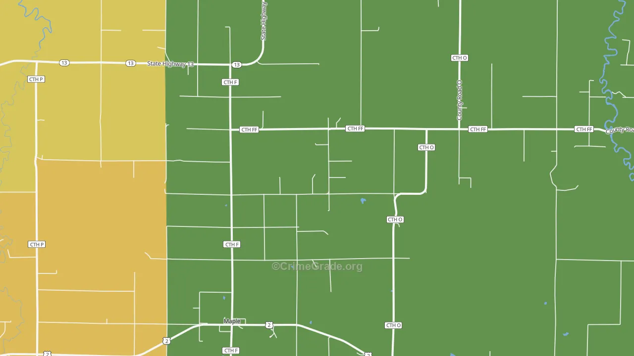 54854, WI Map of Vehicle Theft Rates