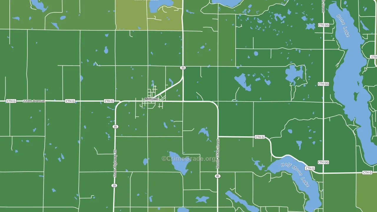 54858, WI Map of Vehicle Theft Rates