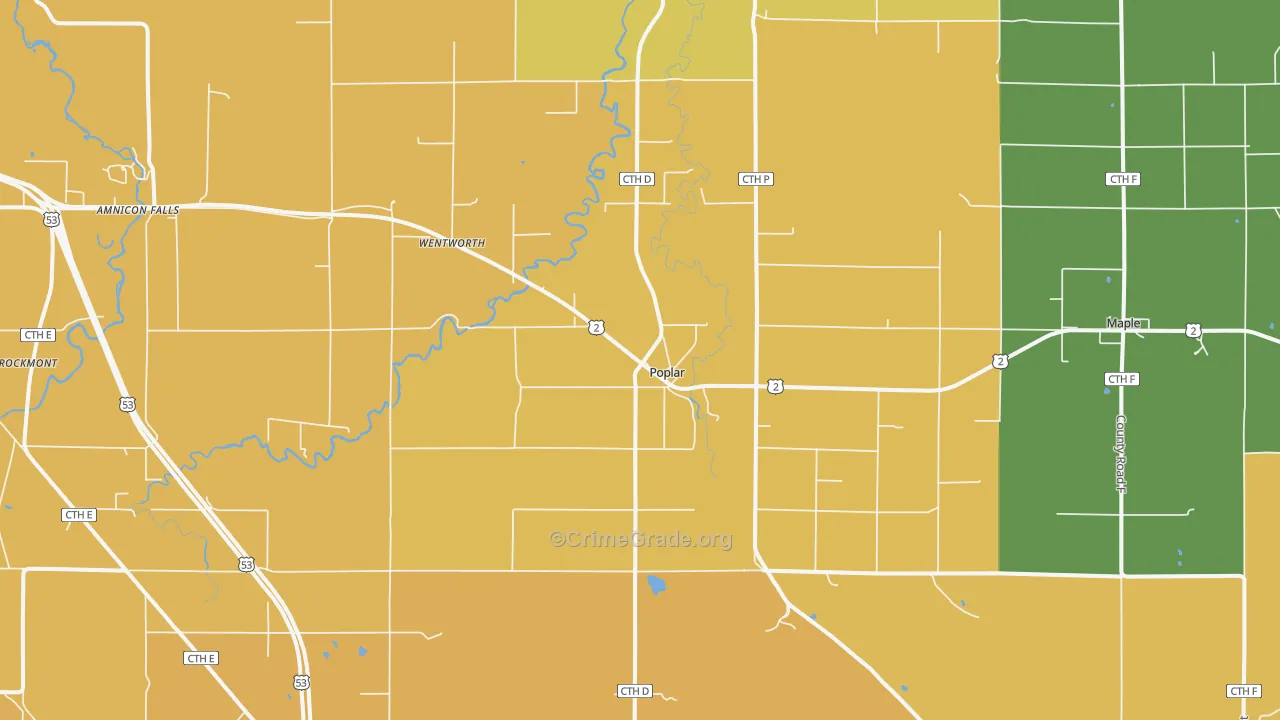 54864, WI Map of Vehicle Theft Rates