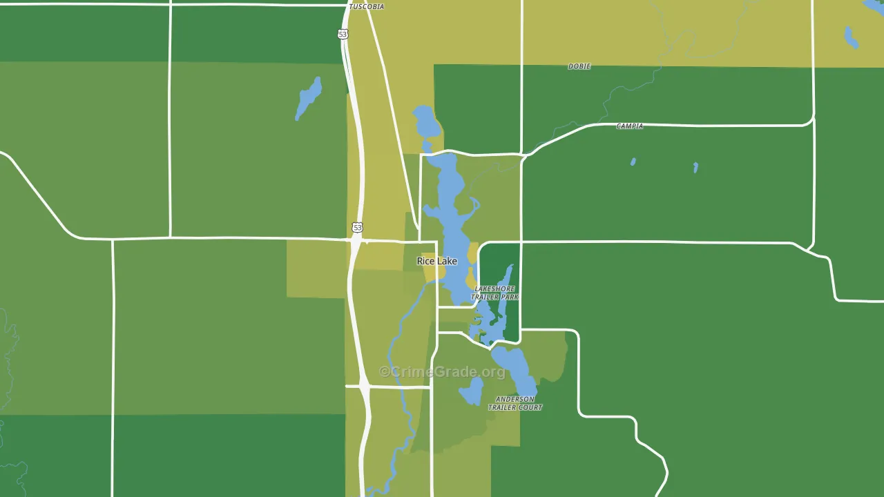 54868, WI Map of Vehicle Theft Rates