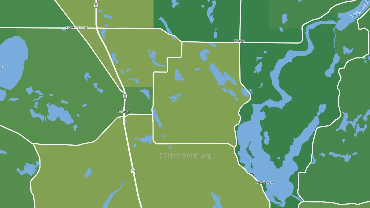 54870, WI Map of Vehicle Theft Rates