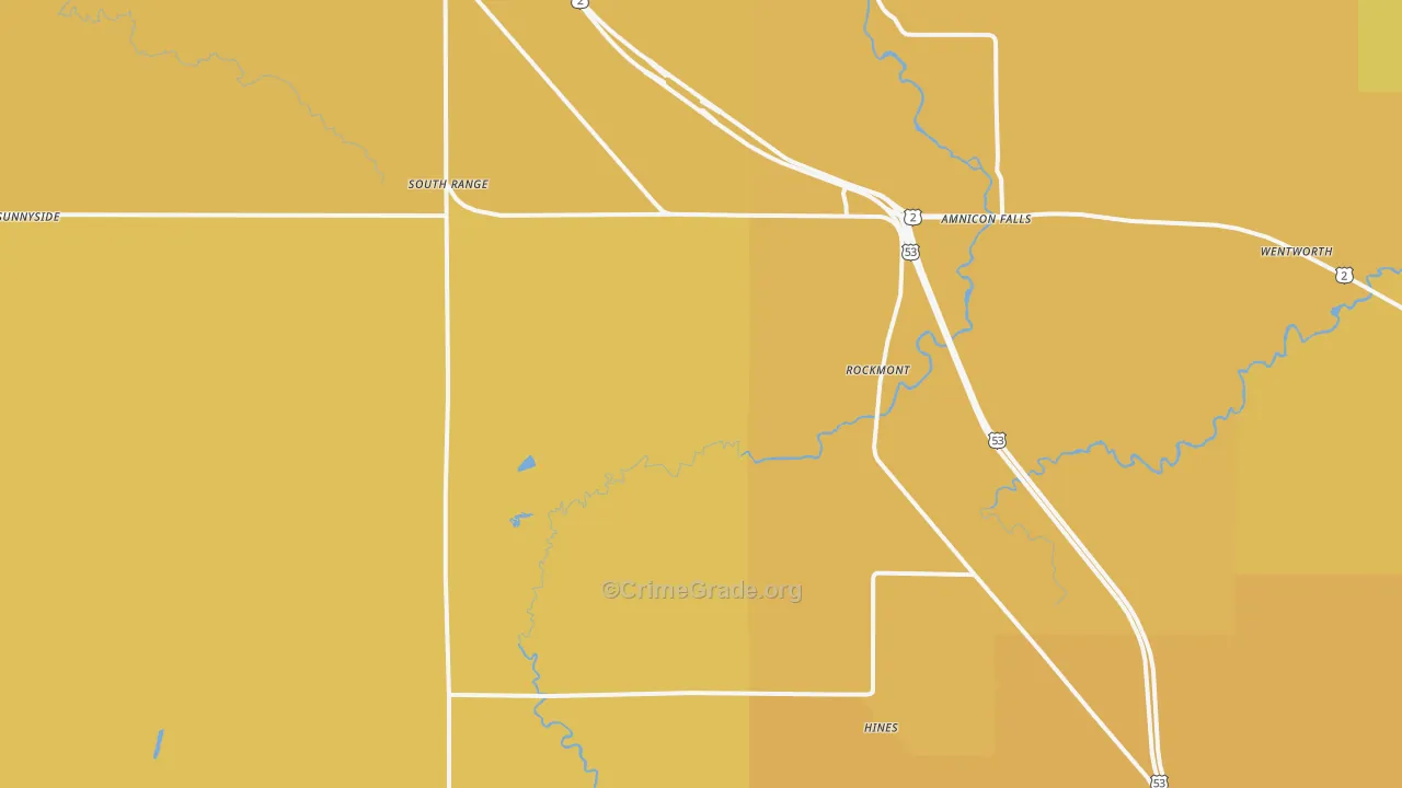 54874, WI Map of Vehicle Theft Rates