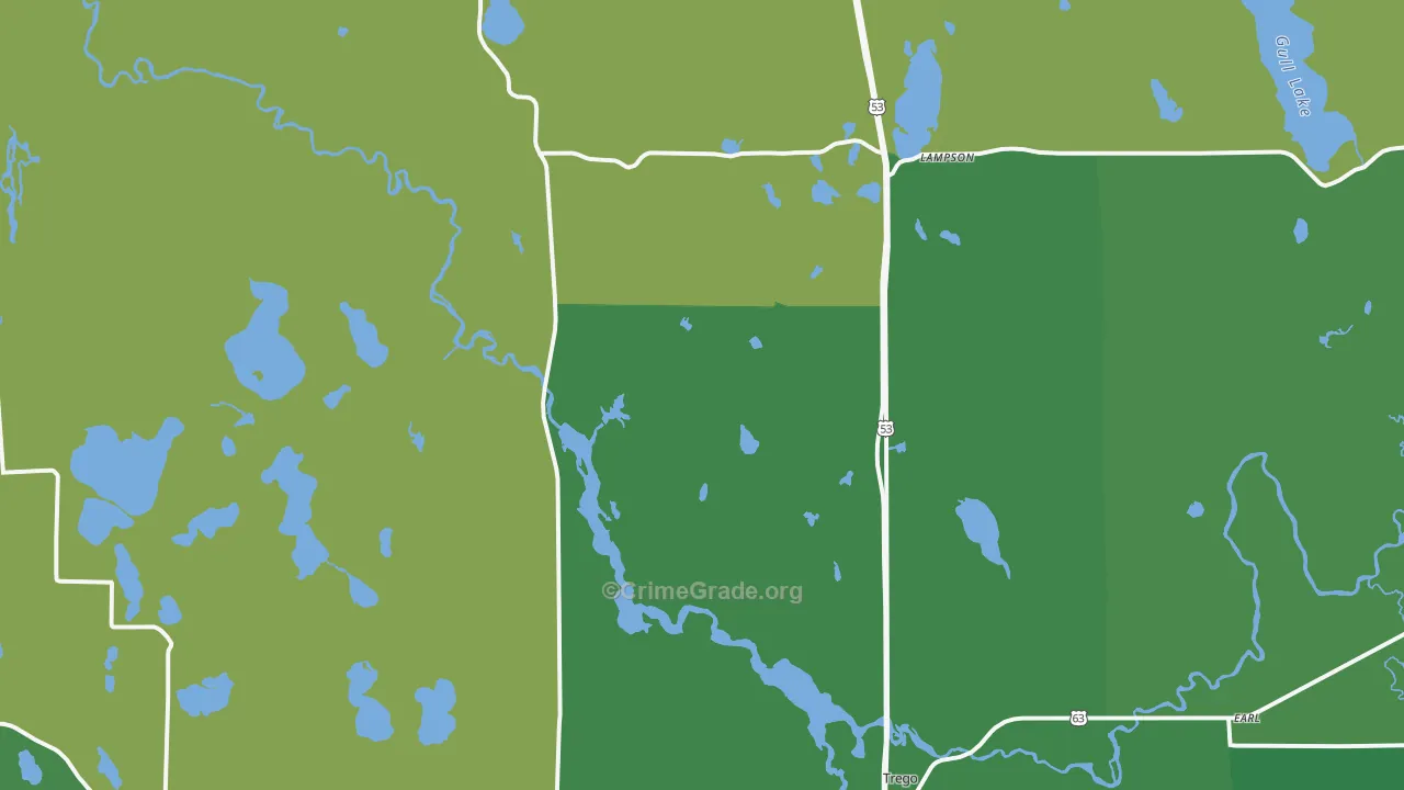 54888, WI Map of Vehicle Theft Rates