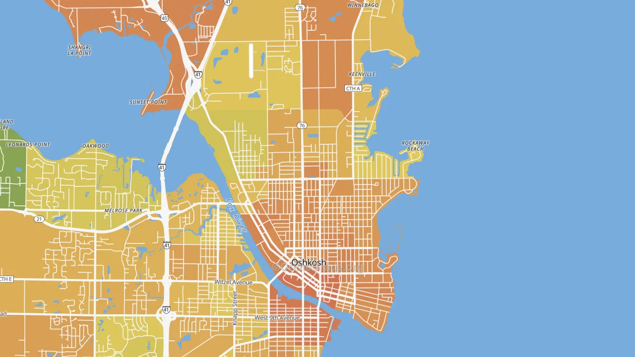54901, WI Map of Vehicle Theft Rates