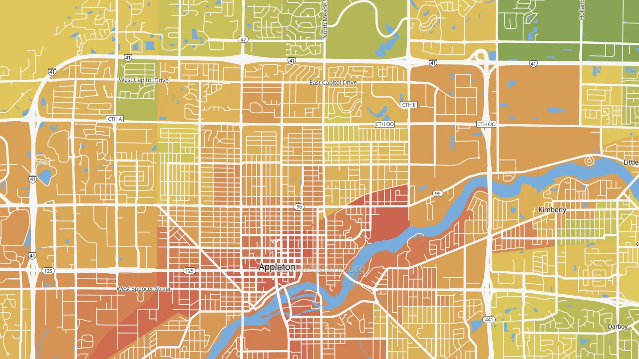 54911, WI Map of Vehicle Theft Rates