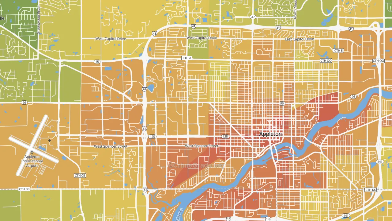 54914, WI Map of Vehicle Theft Rates