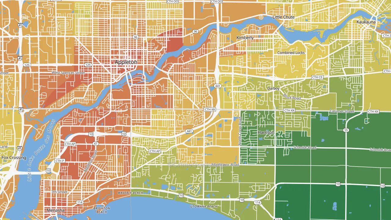 54915, WI Map of Vehicle Theft Rates