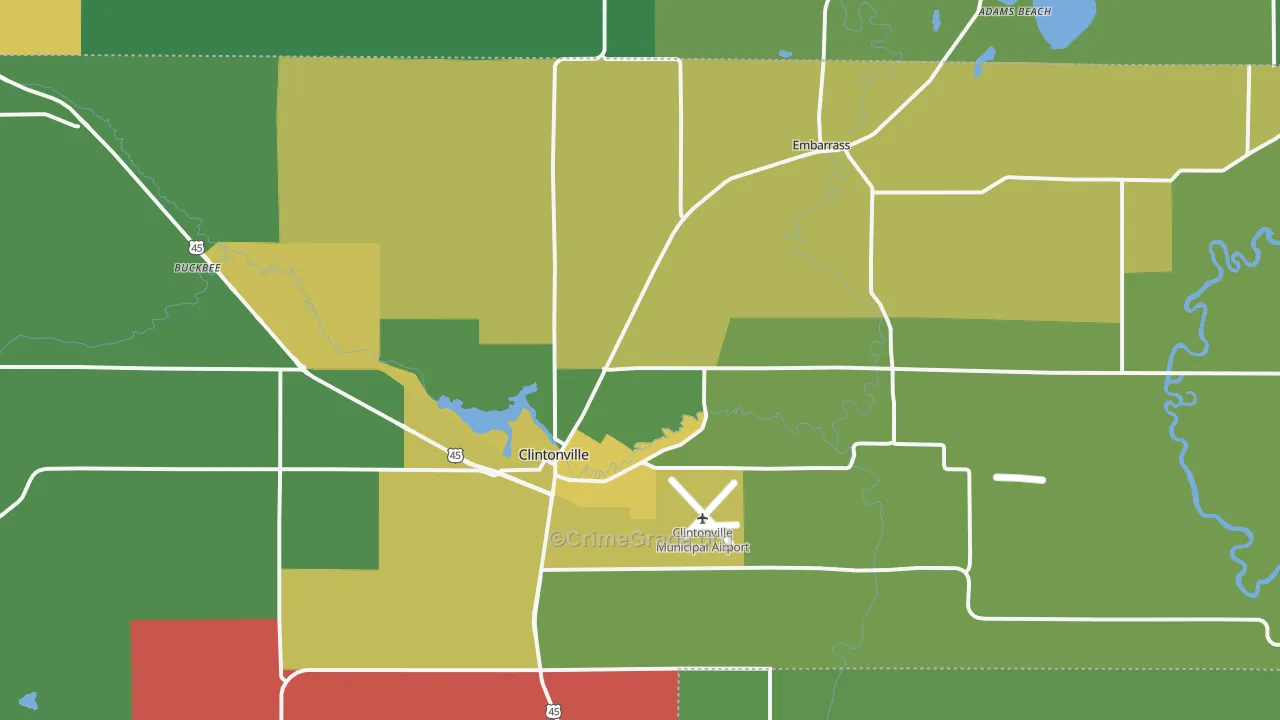 54929, WI Map of Vehicle Theft Rates
