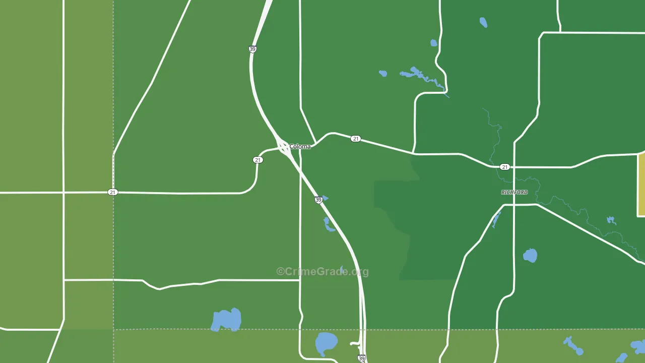 54930, WI Map of Vehicle Theft Rates