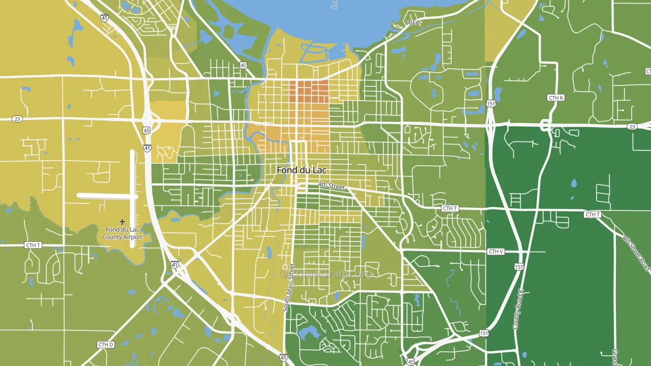 54935, WI Map of Vehicle Theft Rates