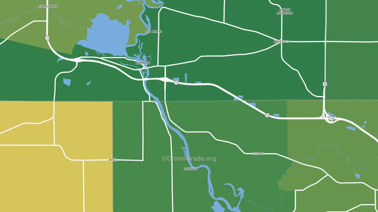 54940, WI Map of Vehicle Theft Rates