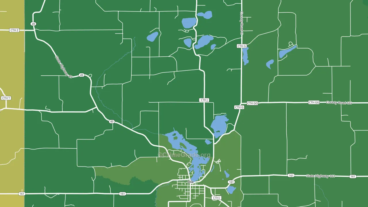 54945, WI Map of Vehicle Theft Rates