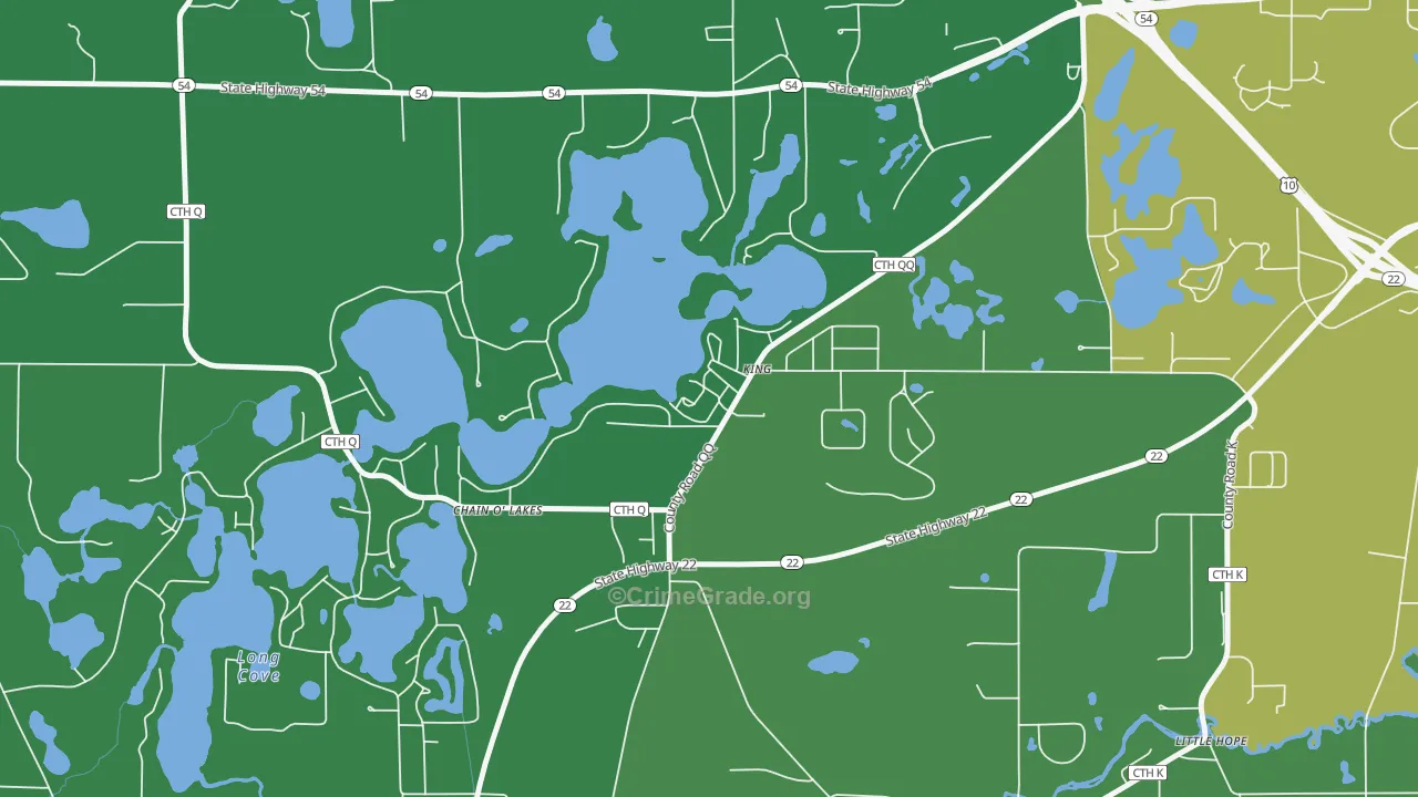 54946, WI Map of Vehicle Theft Rates