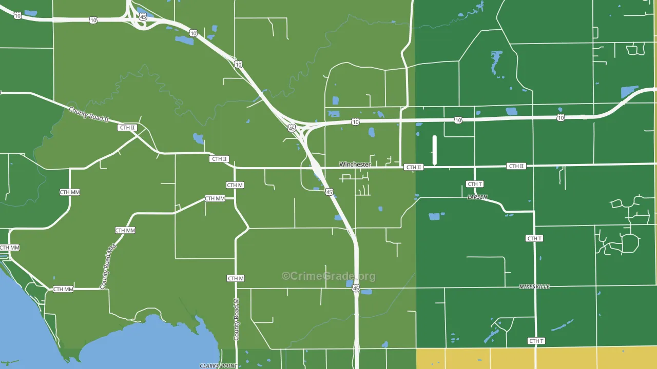 54947, WI Map of Vehicle Theft Rates