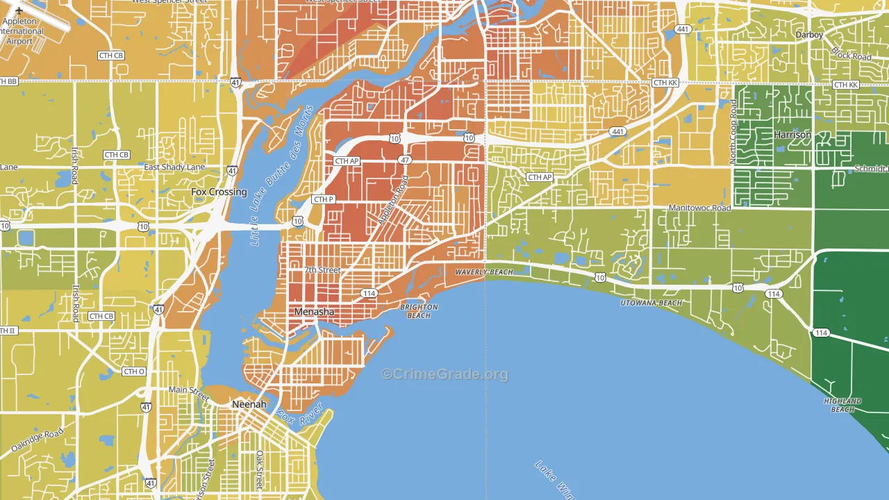 54952, WI Map of Vehicle Theft Rates