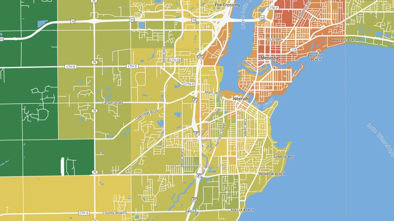 54956, WI Map of Vehicle Theft Rates