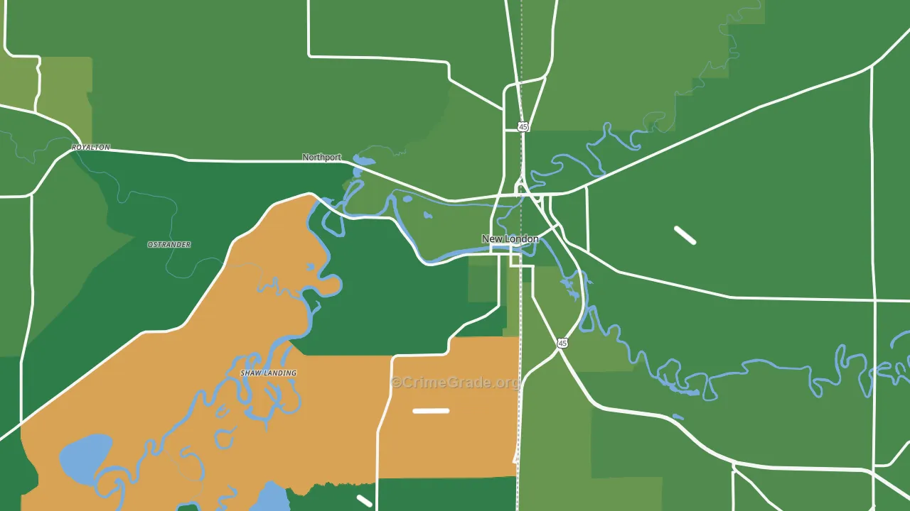 54961, WI Map of Vehicle Theft Rates