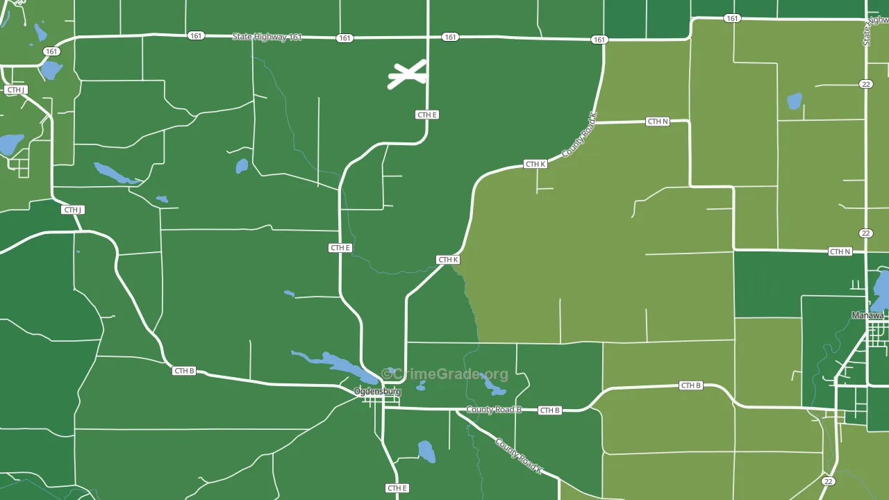 54962, WI Map of Vehicle Theft Rates
