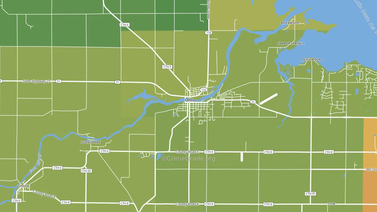 54963, WI Map of Vehicle Theft Rates