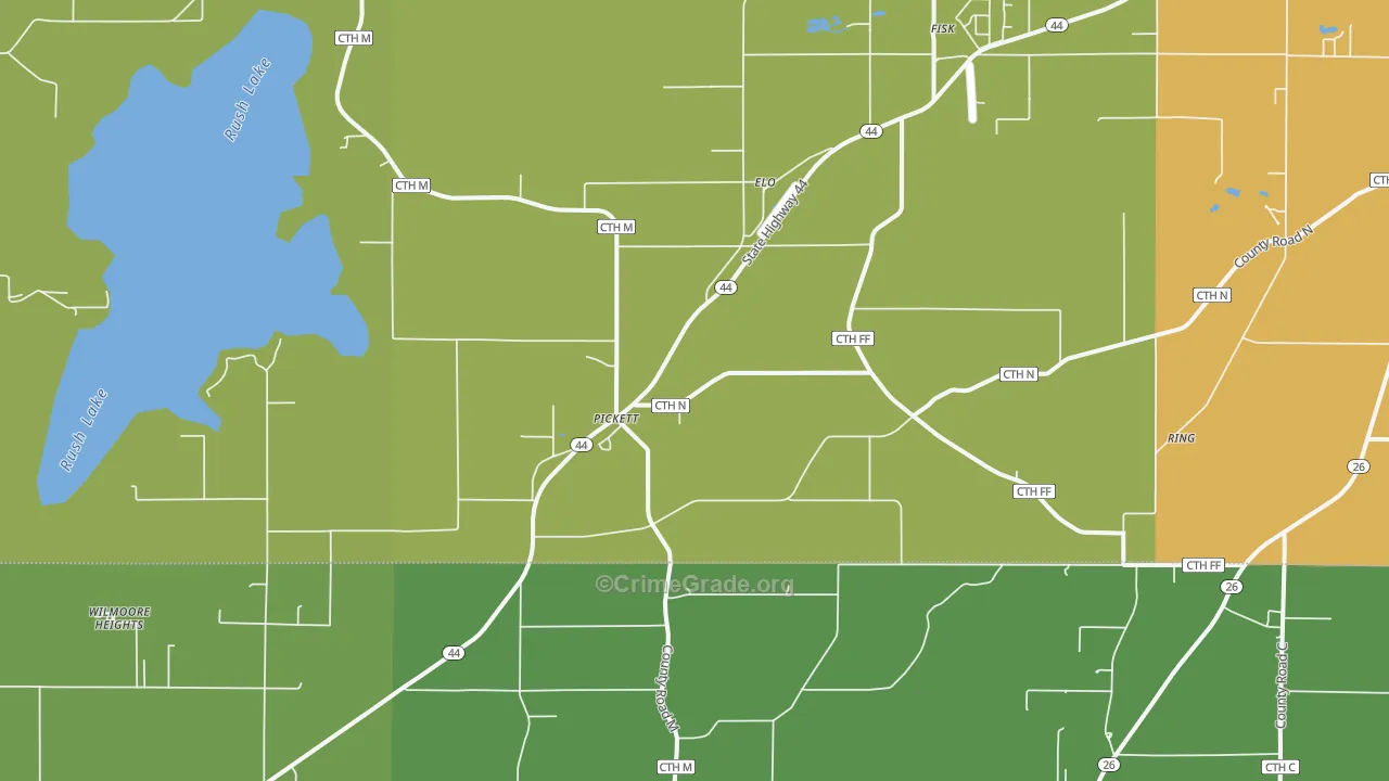 54964, WI Map of Vehicle Theft Rates