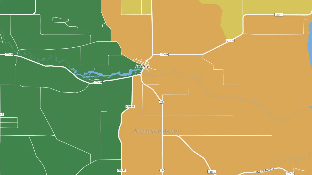 54967, WI Map of Vehicle Theft Rates