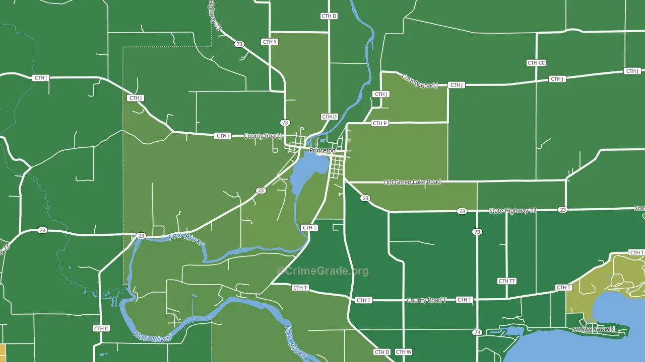 54968, WI Map of Vehicle Theft Rates