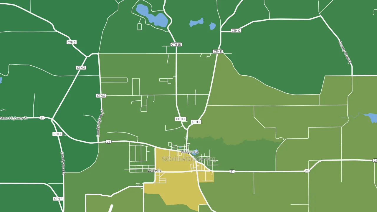 54970, WI Map of Vehicle Theft Rates
