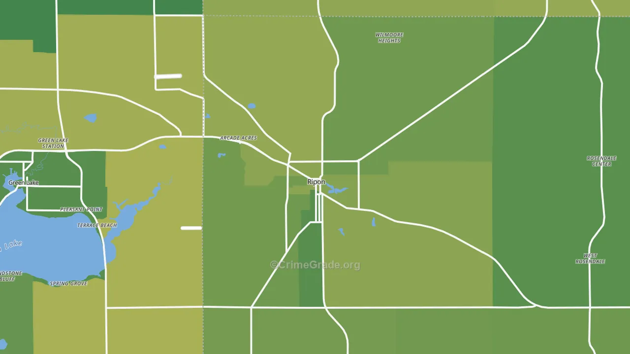 54971, WI Map of Vehicle Theft Rates