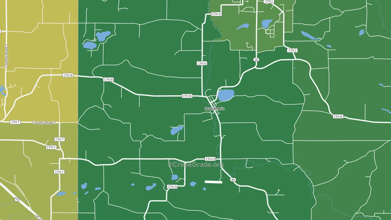 54977, WI Map of Vehicle Theft Rates