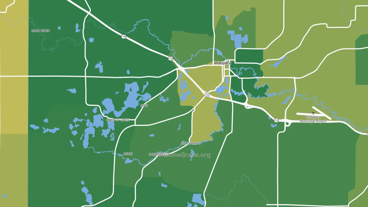 54981, WI Map of Vehicle Theft Rates