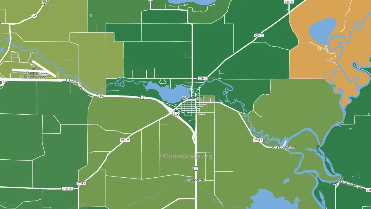 54983, WI Map of Vehicle Theft Rates