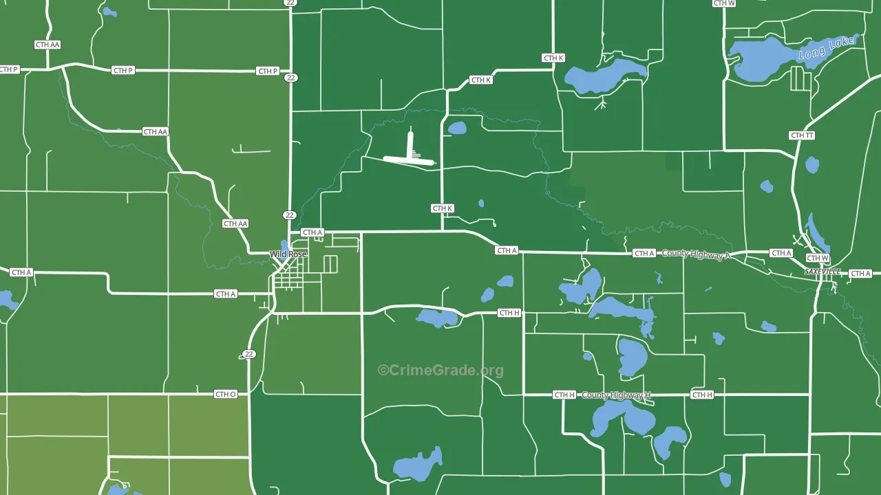 54984, WI Map of Vehicle Theft Rates