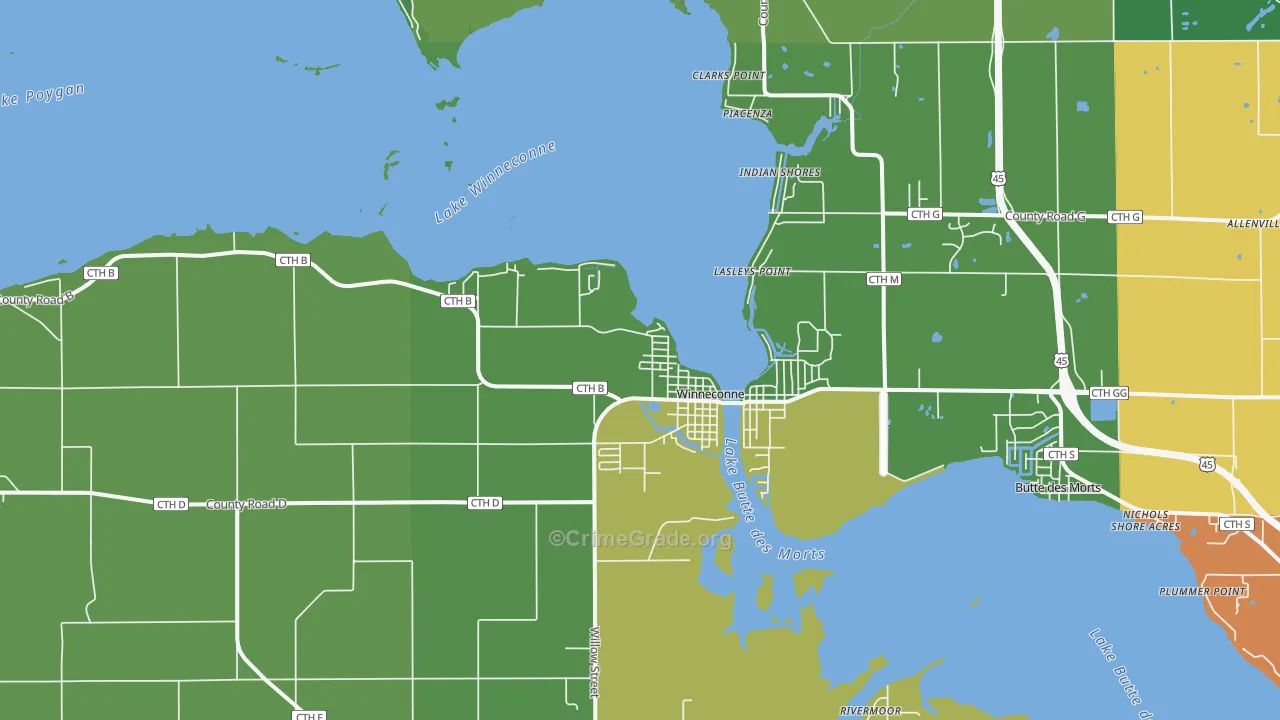 54986, WI Map of Vehicle Theft Rates