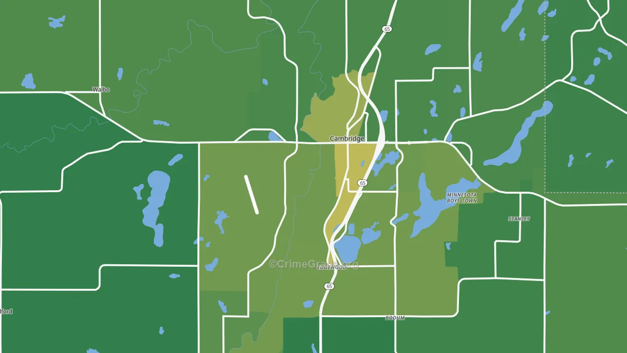 55008, MN Map of Vehicle Theft Rates