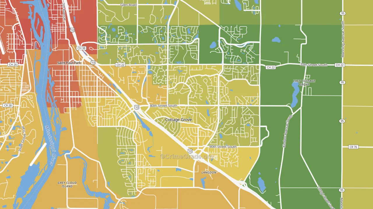 55016, MN Map of Vehicle Theft Rates
