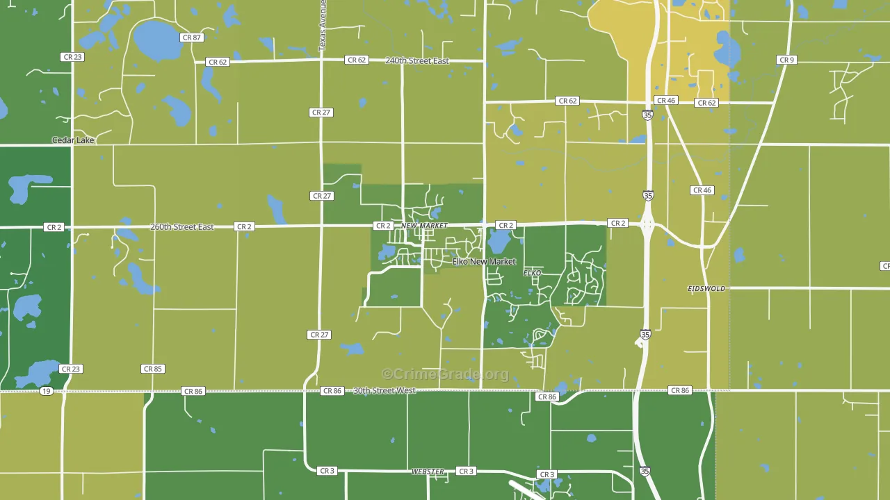 55020, MN Map of Vehicle Theft Rates