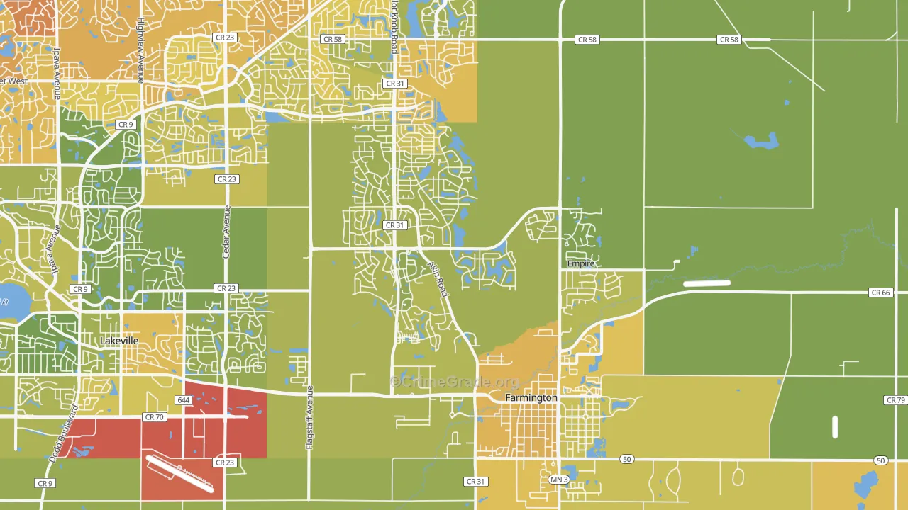 55024, MN Map of Vehicle Theft Rates