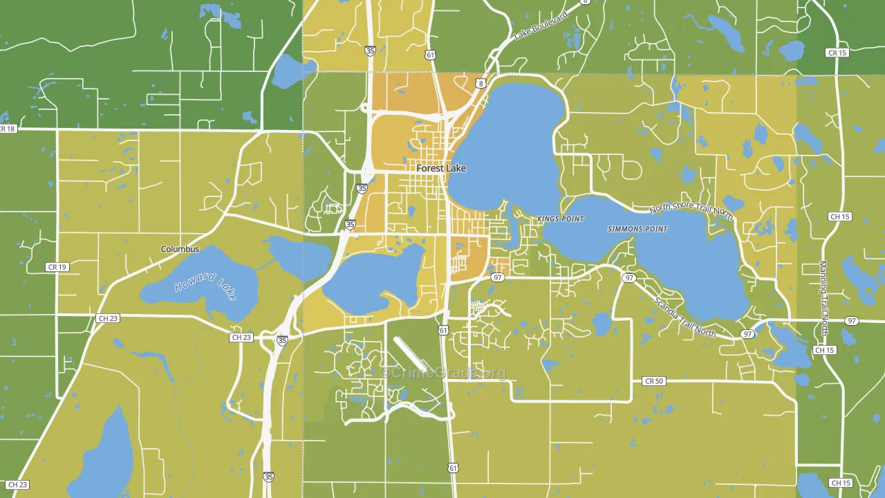 55025, MN Map of Vehicle Theft Rates