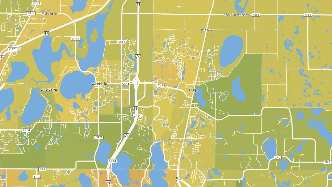55038, MN Map of Vehicle Theft Rates