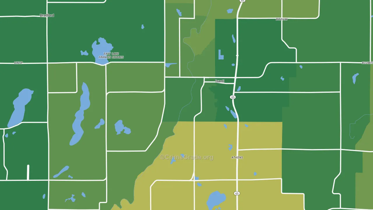 55040, MN Map of Vehicle Theft Rates