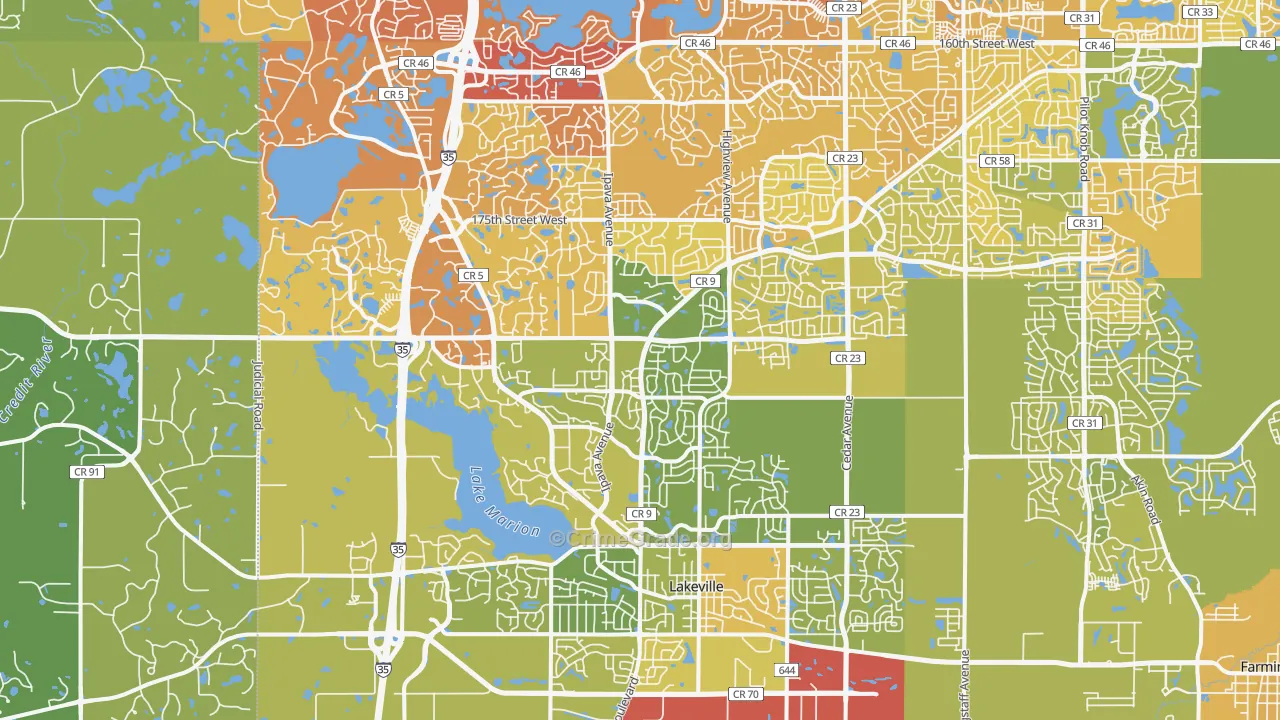 55044, MN Map of Vehicle Theft Rates
